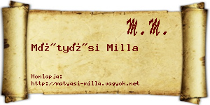 Mátyási Milla névjegykártya